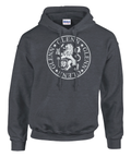 Grafiskt lejonmotiv i cirkel – mörkgrå hoodie med huva och ficka