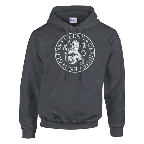 Grafiskt lejonmotiv i cirkel – mörkgrå hoodie med huva och ficka