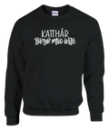 Svart sweatshirt med texten ”Katthår – bryr mig inte”.