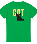 grön t-shirt Cat med stilren kattillustration