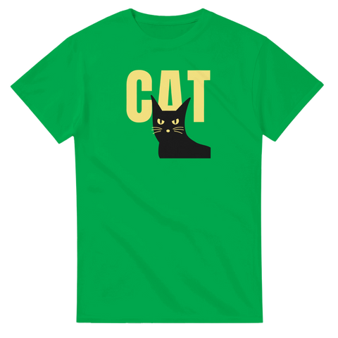 grön t-shirt Cat med stilren kattillustration