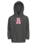 Grå barnhoodie med ett mjukt och kärleksfullt teddybjörnstryck