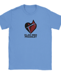 Blå t-shirt med modernt illustrerat hjärta och tydlig textdesign