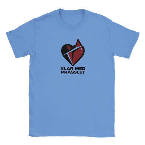 Blå t-shirt med modernt illustrerat hjärta och tydlig textdesign