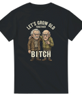 Kaxigt motiv med vresiga äldre män – rolig t-shirt för par med humor
