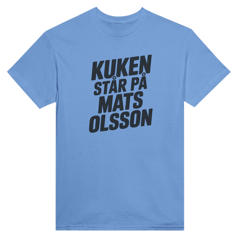 Ljusblå t-shirt med ett statement-tryck ur svensk kultkanon