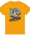 Kaxig kycklingpilot med texten Chicken Delivery – gul t-shirt