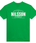 Grön t-shirt med texten Nilsson – A Family of Originals