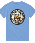 Roligt djurmotiv med citat om mat – ljusblå t-shirt