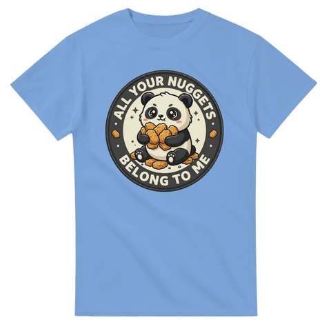 Roligt djurmotiv med citat om mat – ljusblå t-shirt