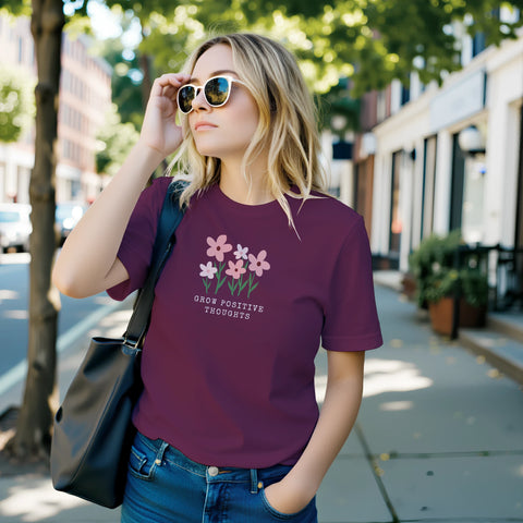 Positiva tankar textdesign vit t-shirt