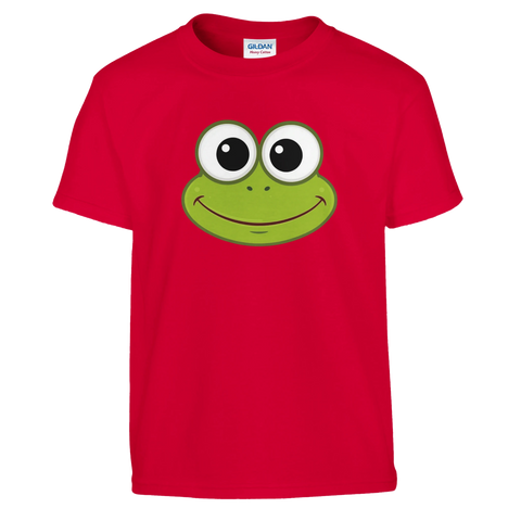 Färgglad och rolig groda som grafiskt tryck – t-shirt barn
