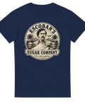 Retro reklamtryck för Escobars Sugar Company – marinblå t-shirt med mörk humor