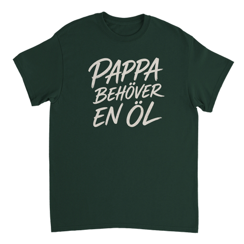 Grafisk t-shirt med humoristisk text för pappor och ölentusiaster