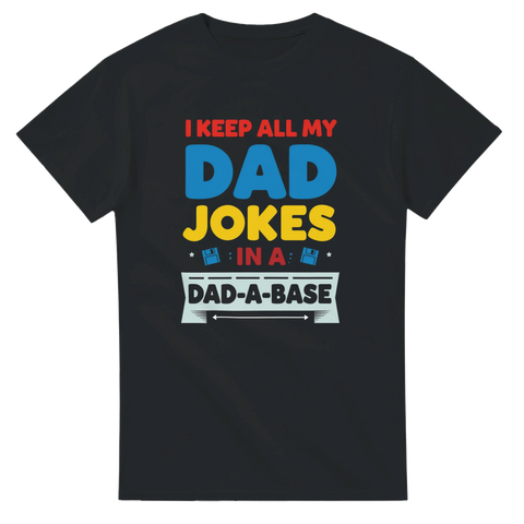 Retro texttryck Dad-a-base med disketter – rolig t-shirt för pappa