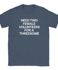 Stålblå t-shirt med satirisk text för sociala experiment