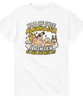 Retroinspirerat motiv med ängel och text om alkoholism – t-shirt med mörk humor