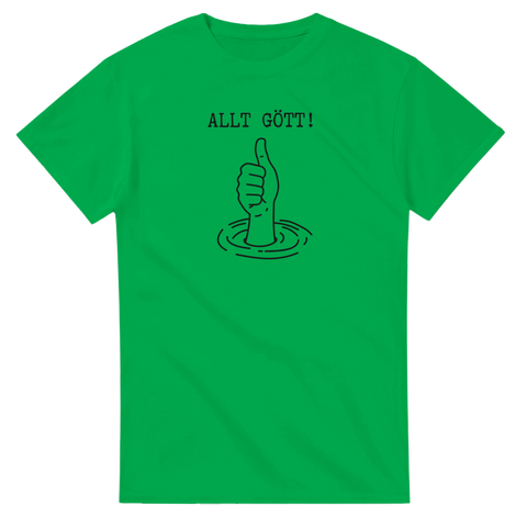 Stilren linjekonst av en tumme upp med text – grön t-shirt
