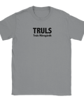 Truls Truls Möregårdh" text på grå t-shirt, sportig design.
