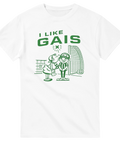 Retro illustration av kyssande par vid fotbollsmål – vit GAIS t-shirt