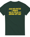 Grön t-shirt med citat från sällskapsresan