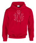 Unik streetwear-design med ett glatt tentakelmonster på röd hoodie