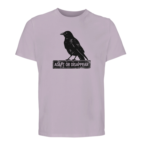 Ljuslila t-shirt med en minimalistisk och tankeväckande grafisk illustration