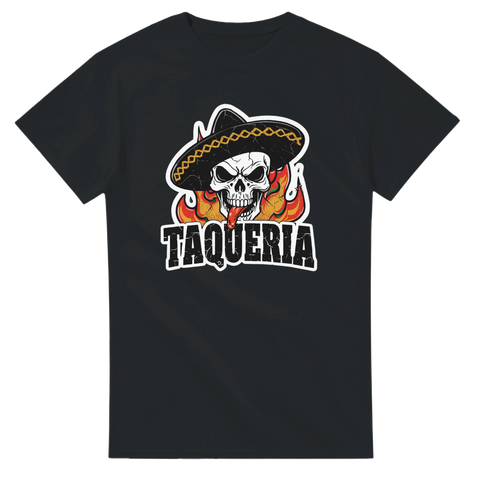 Mexikansk taqueria-design med tacos och chili, tryckt t-shirt