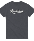 Handskriven vit text Rännstensunge på gråmelerad t-shirt i retrostil