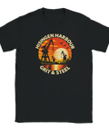 T-shirt med hamnmotiv i retrostil och texten Hisingen Harbour – Grit & Steel
