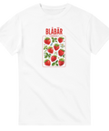 Vit t-shirt med texten Blåbär och färgglatt bärmotiv