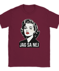 Vintageillustration av kvinna med rött läppstift på vinröd t-shirt