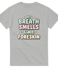 Gråmelerad t-shirt med pastellfärgat tryck i lekfull retrostil