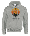 Grafiskt Grillkungen-motiv med flammor och rök – snygg hoodie med tryck