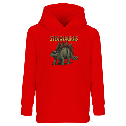 Humoristisk t-shirt med förhistorisk dinosaurie i solbrillor på röd hoodie