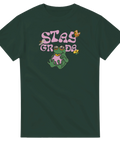 Retro illustration av groda med svampar och fjäril – mörkgrön t-shirt