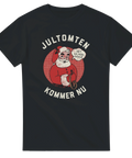 Grafisk t-shirt med roligt julcitat och klassisk jultomte i pop art-stil