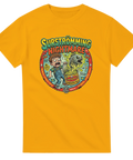 Humoristiskt tryck med texten Surströmming Nightmare och svensk flagga – gul t-shirt