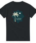 Modern grafik av en palm under månsken – svart t-shirt med tryck