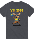 Retro fotbollsdesign med springande älg på mörkgrå t-shirt