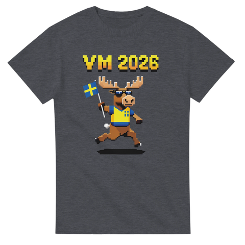Retro fotbollsdesign med springande älg på mörkgrå t-shirt