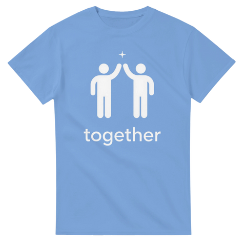 Minimalistisk illustration av två figurer som gör high five – grafisk t-shirt