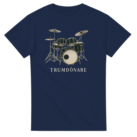 trummis t-shirt Trumdönare marinblå tröja med instrumentillustration