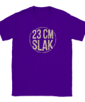 Lila t-shirt med grafiskt statement-tryck i sliten vintagestil
