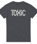 Mörkgrå melerad t-shirt med minimalistiskt Toxic motiv i vitt