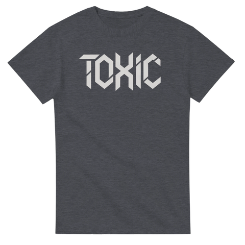 Mörkgrå melerad t-shirt med minimalistiskt Toxic motiv i vitt