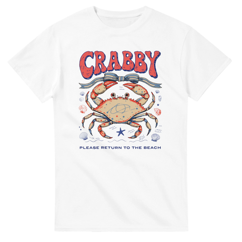 Charmig marin illustration i retrostil med en krabba – vit t-shirt