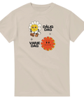 Grafiskt tryck med deppig blomma och citat – sandfärgad t-shirt med attityd