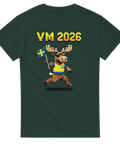 Svensk supporterälg i pixelstil på mörkgrön t-shirt för VM