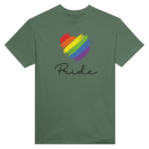Minimalistiskt regnbågshjärta med penselkänsla – Pride-t-shirt med attityd
